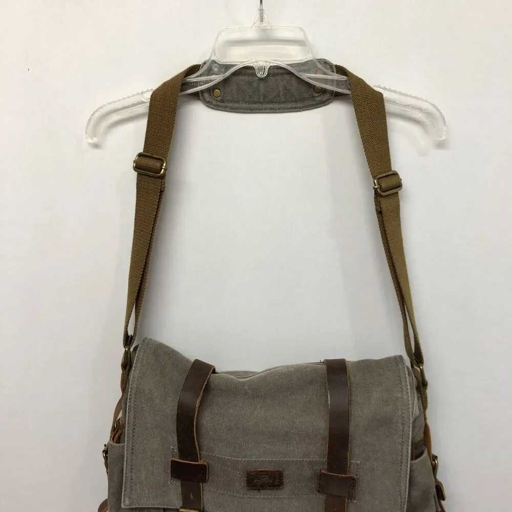 S-ZONE Camera Messenger Bag Leather Canvas DSLR Shoulder Crossbody Bag B294 -26
